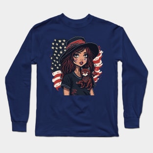 Patriotic Cat Mother Long Sleeve T-Shirt